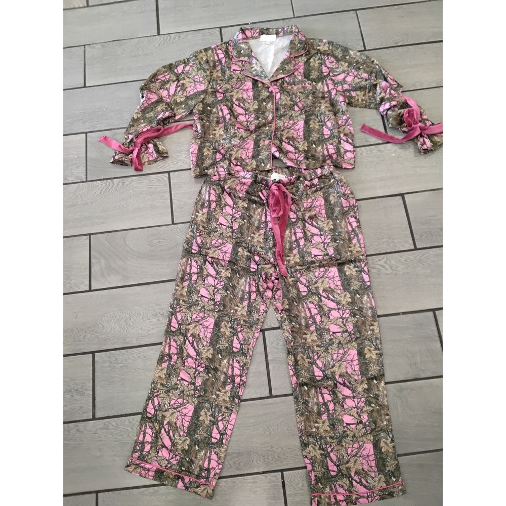 Simply Southern Pink Camo Pajama Setā NWT Velvet Tie Cuffs 2 Piece Sleepwear-S